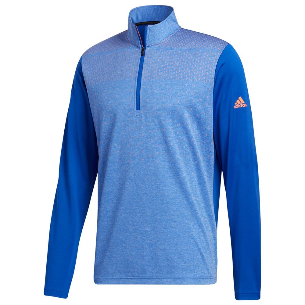 Adidas Golf Lightweight 1/4-Zip Pullover, Blue/Orange, Mens Sz S